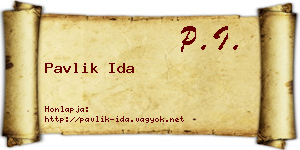 Pavlik Ida névjegykártya