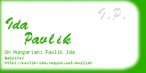 ida pavlik business card